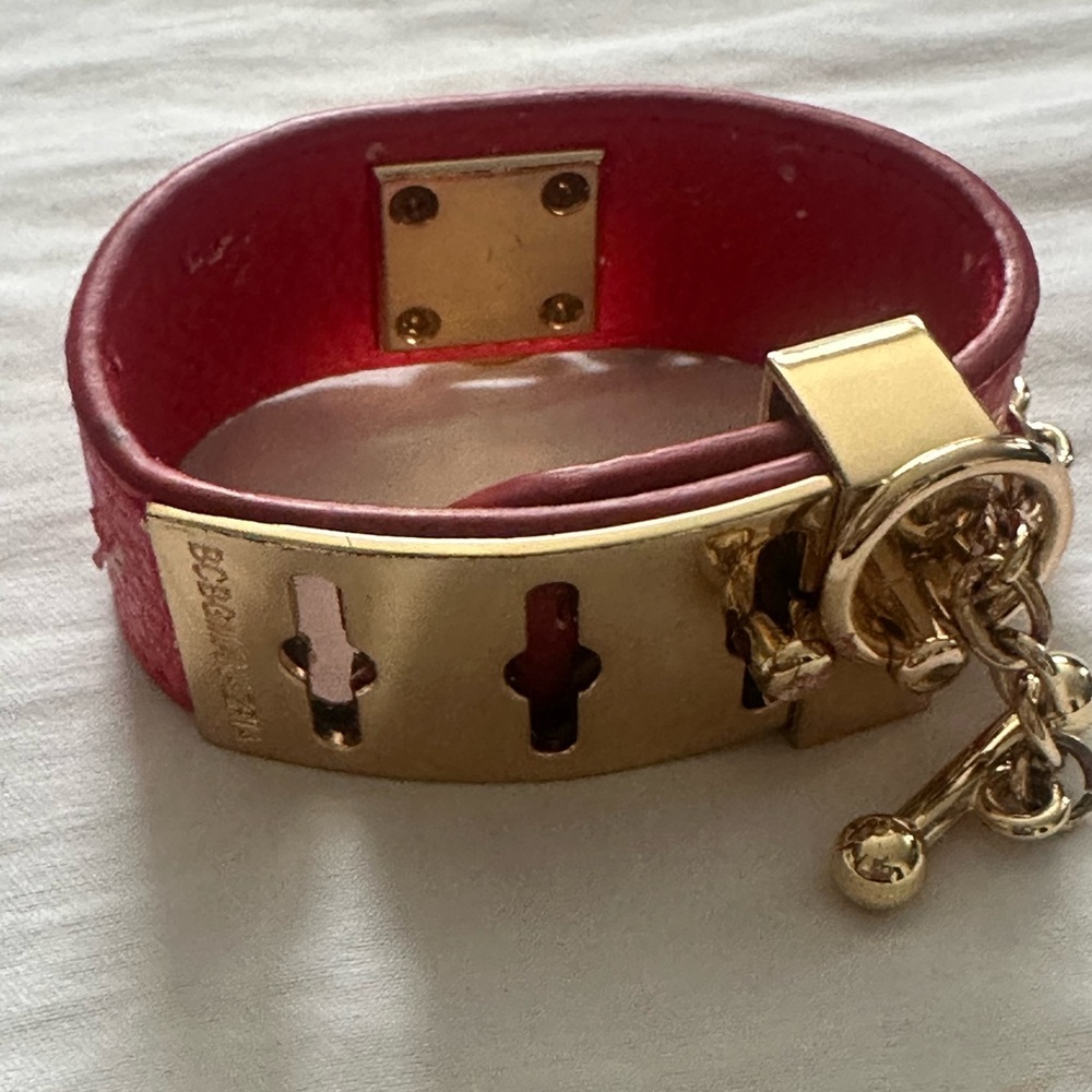 BCBGMaxAzria Red and Gold Chain Bracelet
